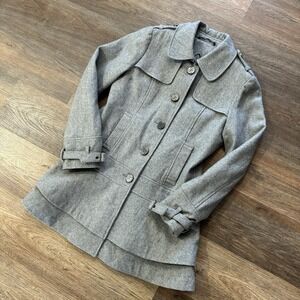 Y2K Style Guess Peacoat Overcoat Gray Women's Sz M Streetwear Goth